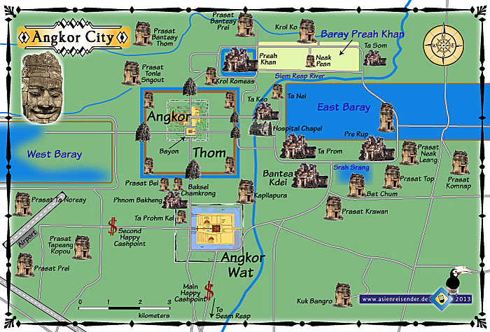 Map of Ancient Angkor City by Asienreisender