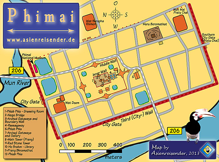 Map of Phimai Historical Park and Town