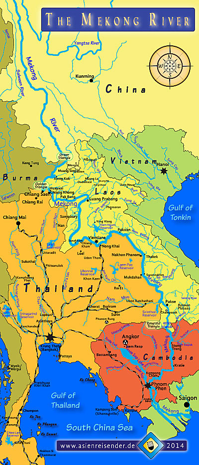 Map of the Course of the Mekong River by Asienreisender