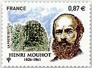 Stamp with Henri Mouhot on it