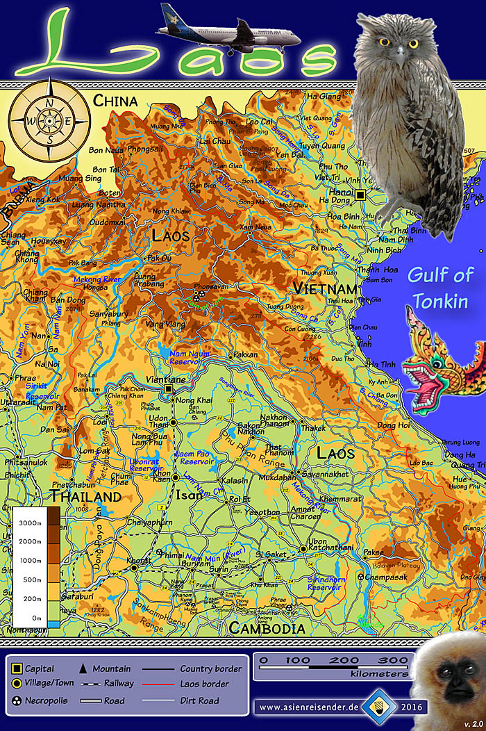 Map of Laos by Asienreisender