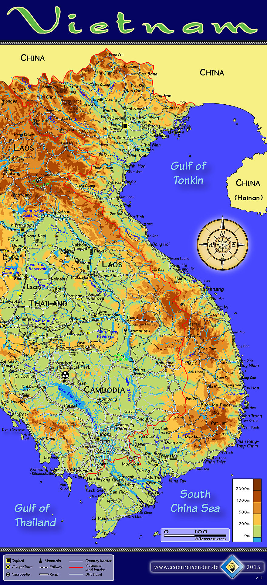 'Topographical Map of Vietnam' by Asienreisender