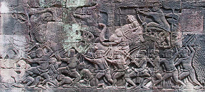 'Battle Scene in the Bas Reliefs of Bayon' by Asienreisender